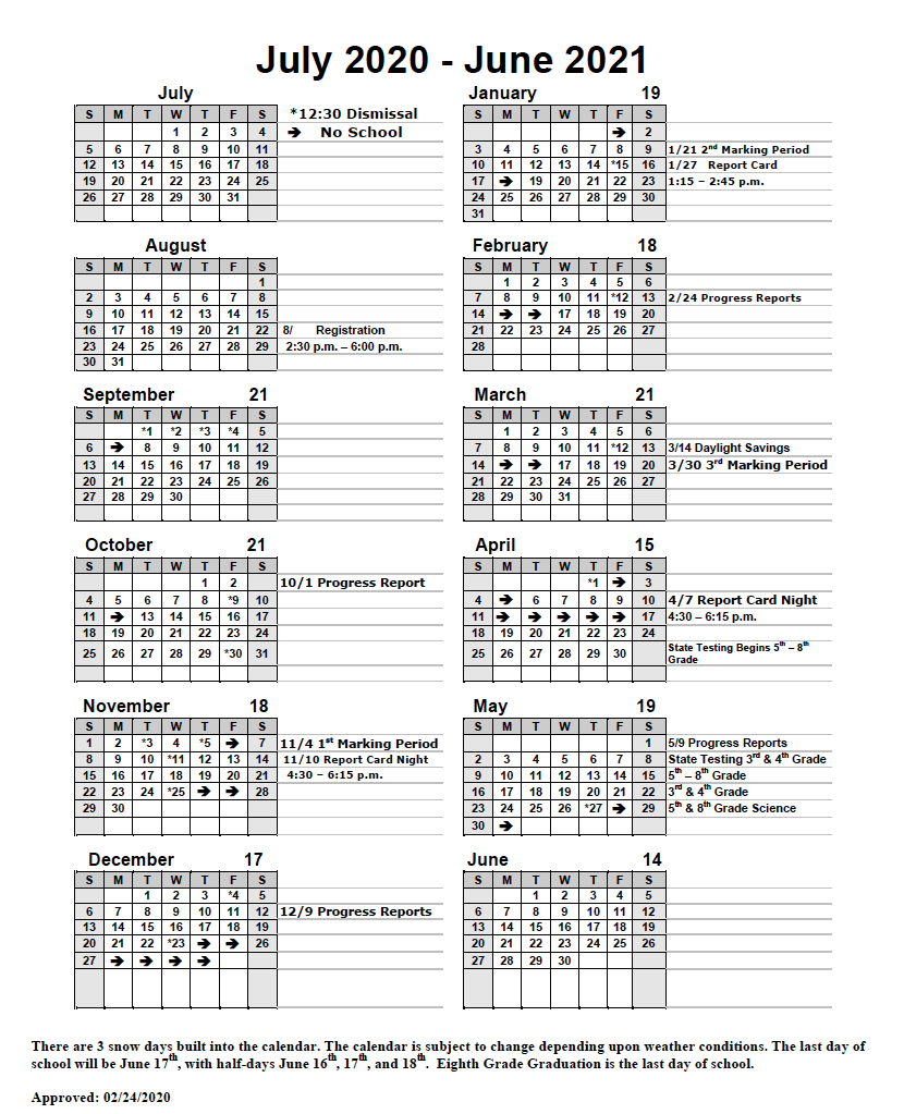 Annual Calendar | Soaring Heights Charter School